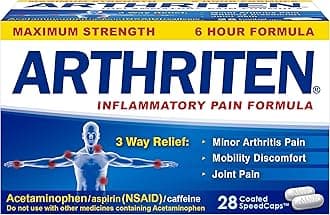 Inflammatory Pain Formula Caplets with 3 Active Ingredients: Aspirin, Acetaminophen & Caffeine, White, 28 Count (Pack of 1)
