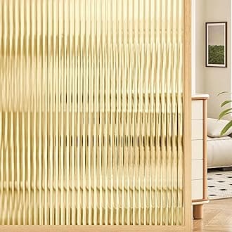 Coavas Window Privacy Film Reeded Glass, Frosted 3D Fluted Glass Window Cling, Adhesive Vinyl Decorative Door Stickers for Bathroom Home Sun Blocking, 23.6 x 78.7 Inch