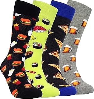 Mens Fun Patterned Dress Socks Funny Novelty Crazy Design Cotton Socks Gift for Men