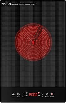 ANHANE 1800W Electric Cooktop, 12 Inch Infrared Single Burner Portable Stove 110-120V - Countertop Hot Plate with Timer & Child Safety Lock, Ideal for Home, Dorm, RV