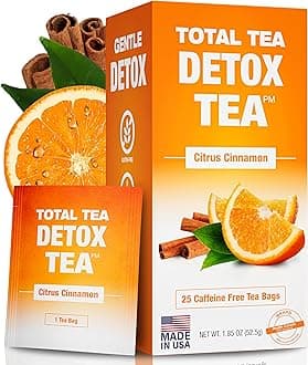 Total Tea Slimming Detox Tea Caffeine Free, Herbal Blend with Chamomile, Hibiscus and Ginger Root for Colon Cleanse Weight Management Drinks – Natural Citrus&Cinnamon for Digestive Health (25 Bags)