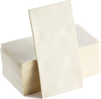 Ivory Napkins | Linen Feel Guest Disposable Cloth Like Paper Dinner Napkins | Hand Towels | Soft, Absorbent, Paper Hand Napkins for Kitchen, Bathroom, Parties, Weddings, Dinners Or Events | 50 Pack