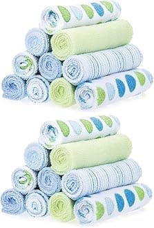 Washcloth Wipes Set For Newborn Boys And Girls, Soft Terry Washcloth Set-Pack Of 20, Blue Dot