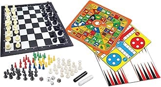 8-in-1 Games Set, Chess, Checkers, Backgammon, Chinese Checkers, Nine Men's Morris, Snakes & Ladders, Goose, Ludo, 2-6 Players, Ages 6+