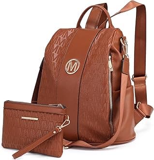 MKP COLLECTION Women Fashion Backpack Purse Multi Pockets Anti-Theft Rucksack Travel Shoulder Bag Handbag Set 2pcs