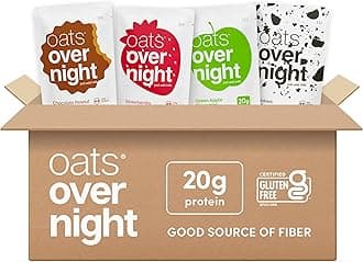 Oats Overnight Classic Variety Pack - High Protein, High Fiber Breakfast Protein Shake - Gluten Free Oatmeal, Non GMO High Protein Oatmeal - Green Apple Cinnamon, Cookies & Cream & More (24 Pack)