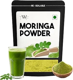TWF Moringa Powder | 200g | 100% Pure & Vegan | Sun-Dried Moringa Oleifera (Drumstick Leaves) | Rich in Protein, Iron, Calcium & Vitamins | Boosts Energy, Immunity & Metabolism | Superfood for Skin, Hair, and Daily Nutrition | Gluten-Free & Chemical-Free