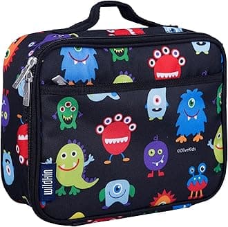 Wildkin Friendly Monsters Children's Lunchbox, Fabric, Olive Kids Lunch Box
