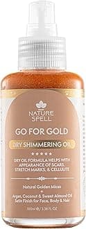Nature Spell Dry Shimmering Oil for Body & Face, Lightweight, Glowy Finish, Infused With Argan and Coconut Oils, Vegan, 100ml
