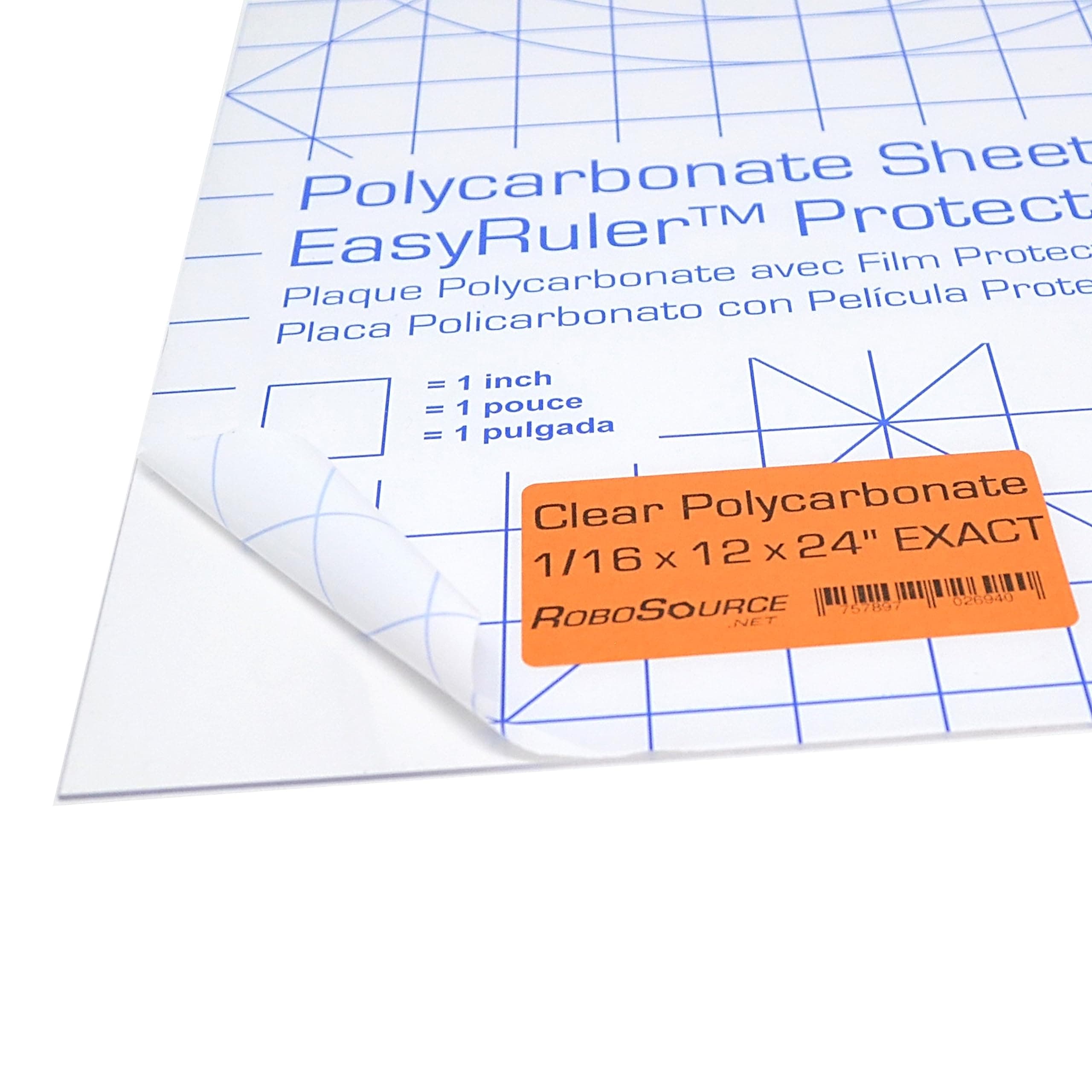 Polycarbonate Plastic Sheet 12" X 24" X 0.0625" (1/16") 3 Pack Shatter Resistant, Easier to Cut, Bend, Mold than Plexiglass. For VEX Robotics Teams, Hobby, DIY, Industrial, Crafts.