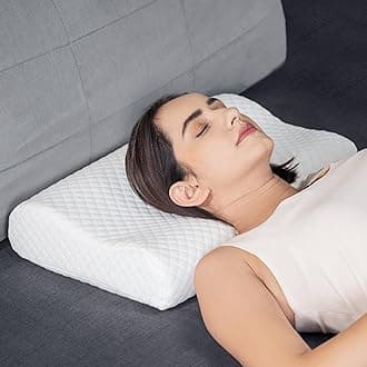 FOVERA Cervical Pillow | 2 Years Warranty | Cool Gel Memory Foam Orthopedic Neck Support Pillow for Sleeping, Neck & Shoulder Pain (Queen - 21 x 13 x 4 Inch, White Jacquard Cover, Pack of 1)