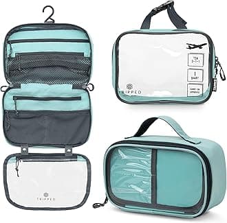 Toiletry Bag Kit Set: Hanging Travel Toiletry Bag + 311 TSA Cosmetic Liquid Bag + Ultralight Accessory Organizer Pouch