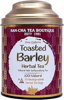 Tea Boutique, Barley Tea, Caffeine Free Herbal Tea, 25 Pyramid Tea Bags, Toasted Aroma, Natural Anti Inflammatory Tea, Detox Tea - 25 Gram