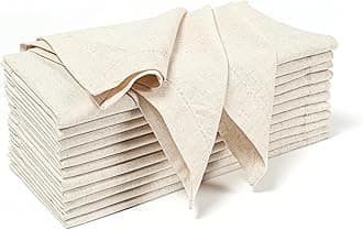 Ramanta Home Natural Coth Dinner Napkin Set of 12, Premium Cotton 18X18 Inch Linen Flax Soft & Durable Washable Ideal for Everyday Use -Dining, Parties, Weddings, Spring & Easter Table Décor