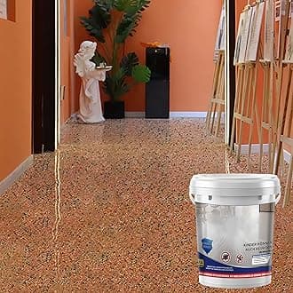 Epoxy Colored Sand Floor Paint, High Gloss Marble Effect Garage Coating, Waterproof & Non-Slip Self-Leveling Epoxy Floor Coating (Orange)