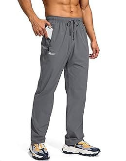 Men's Workout Athletic Pants Elastic Waist Jogging Running Pants for Men with Zipper Pockets