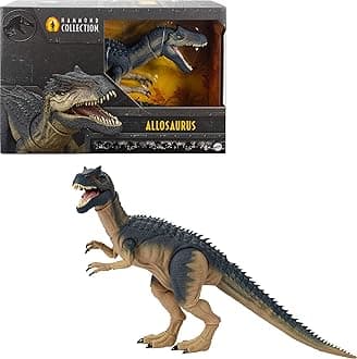 Mattel Jurassic World Hammond Collection Allosaurus Dinosaur Action Figure, Premium Movie Design, Glass Eyes & Wired Tail, 19 Points of Articulation, JCG13