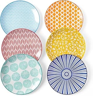 Ceramic Dessert Plates Set of 6, 6 Inch Mini Dinner Plates for Cake Snacks Side Dish, Microwave & Dishwasher Safe