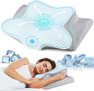 Cervical Neck Pillow - Ergonomic Side Sleeper Pillow for Pain Relief, Cooling Cervical Pillow for Sleeping, Contour Orthopedic Memory Foam Pillows for Back Stomach Sleepers