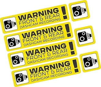 Dash Cam Recording Stickers CCTV In Car Video Camera Decal - Set of 7 (Yellow)