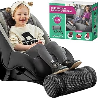 Swanoo Car Seat Foot Rest for Kids | Car Seat Accessories | Leg Rest for Car Seat Kids | Car Foot Rest with Extra Long Straps Adjusts to Any Carseat Or Toodlers Booster Seat Black
