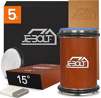 Knife Sharpener, Professional Knife Sharpener, Rolling Knife Sharpener with 2 Diamond Discs and Blue Ceramic, Knife Sharpener with 2 Grinding Angles of 15th and 20