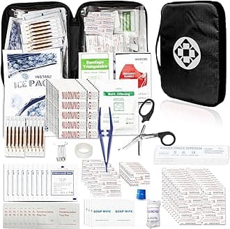 1st Aid 300Piece Travel First Emergency Kit Home Essentials Hiking Survival Essential Kit for Outdoor Adventure Mini First Kit for Backpack, Black