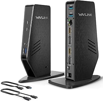 - WAVLINK Universal Laptop Docking Station - Dual Monitor Support for Windows and Mac, 5K/Dual 4K@60Hz (2 HDMI, 2 DP, 3 USB, 2 USB-C, Ethernet, Audio&Mic)