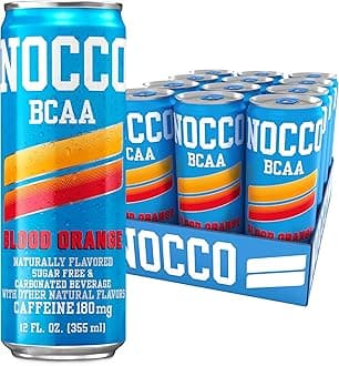BCAA Energy Drink Blood Orange - 12 Fl Oz (Pack of 12) - 180mg of Caffeine, Sugar Free Energy Drinks - Carbonated & Low Calorie, BCAAs, Vitamin B6, B12, & Biotin - Grab & Go Performance Drink