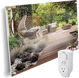 EconoHome Wall Mount Space Heater Panel - with Thermostat - 600 Watt Convection Heater - Ideal for 200 Sq Ft Room - 120V Electric Heater