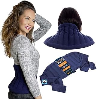 SunnyBayMicrowave Heating Pad, Microwavable Moist Hot or Cool Bean Bag Wrap for Neck, Shoulder, Knee, or Back Pain with Fastening Straps, 2.8 Lbs, 10x19, Made in USA, Cotton