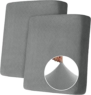YEMYHOM Stretch Individual Cushion Covers Sofa Loveseat Seat Cushion Slipcovers Soft Couch Cover Replacement Diamond Pattern Furniture Protector with Elastic Bottom (2 Pc Cushion Cover, Light Gray)