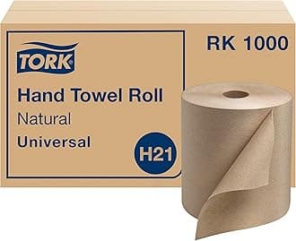 Tork Universal RK1000 Hardwound Paper Roll Towel, 1-Ply, 7.87" Width x 1000' Length, Natural (Case of 6 Rolls, 1000 Per Roll, 6,000 Feet)