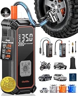 OlarHike Cordless Tire Inflator Portable Air Compressor, 150PSI Dual Power, 5400mAh & 12V DC Auto Air Pump for Car Tires, Motorcycle, Bicycle, Electric Pump with LED Light & Digital Pressure Gauge
