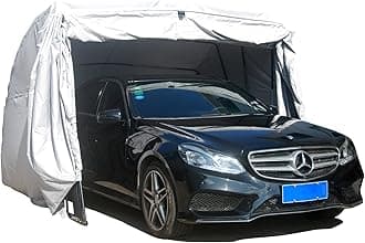 Ikuby Retractable Carport – Foldable Lockable Car Shelter, Heavy Duty All Weather Portable Garage for Cars and SUVs