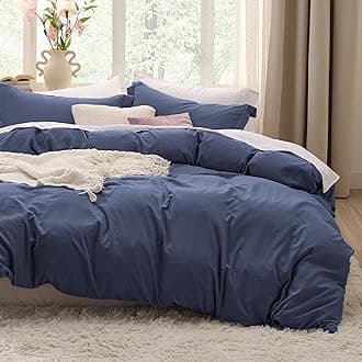 Bedsure Navy Blue Duvet Covers Queen Size - Prewashed Cotton-Like Polyester Duvet Cover, Soft Queen Duvet Cover Set 3 Pieces with Zipper Closure, 1 Duvet Cover 90x90 inches and 2 Pillow Shams