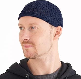 Knitted Cotton Skull Hat Kufi Islam Prayer Hat Crochet Mesh Skull Hat Beanie Men's Headgear for Any Season