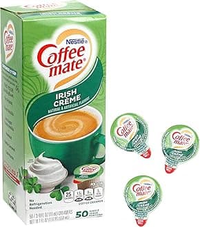 Irish Cream Liquid Coffee Creamer Singles, 50 Creamer Singles Serve Box (18.7 Fl Oz.), Coffee Cream Packets