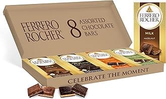 Ferrero Rocher Premium Chocolate Bars, 8 Count Variety Pack, Individually Wrapped, 3.1 oz Each