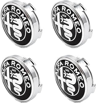 Wheel Hub Center Cap Center Logo Emblem Hub Cover 60mm ABS Material Compatible with AIfa Romeo Accessories (Alfa Black Chrome)