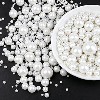 Weraru Edible White Pearl Sugar Sprinkles Candy Mixing Size Baking Edible Cake Decorations Cupcake Toppers Cookie Decorating Celebrations Wedding Shower Party Chirstmas Supplies 130g/ 4.58oz