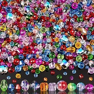 1272pcs Glass Beads for Jewelry Making - Colorful Rainbow Craft Crystal Beads with Loose Beads Sparkly Beads Hole Drilled DIY for Bracelets Craft Earrings Making