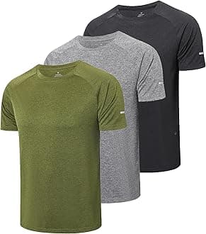 Gaiatiger1/3 Pack Mens T-Shirts Quick Dry Short Sleeve Tops Moisture Wicking Active Athletic Running Work Shirts