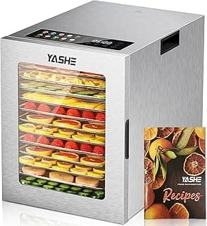 Food Dehydrator Machine 12 Stainless Steel Trays, 10 Presets Food Dryer with 48H Timer and Temp Control, 850W Dehydrators for Food and Jerky, Herbs, Meat, Fruit, Dog Treats, Recipes Included