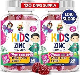 Zinc Gummies for Kids - Chewable Zinc Gummy Supplement for Children Immune Support - Low Sugar Natural Antioxidant Non-GMO Vitamin Chewables for Toddlers & Teens - 2Pack