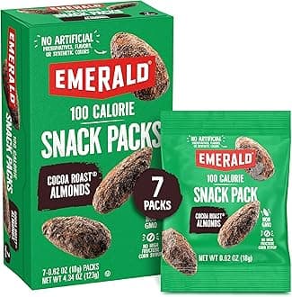 Emerald Nuts Cocoa Roast Almonds 7 Ct (1-Pack), 100-Calorie Individual Packs, Kosher Certified, Non-GMO, Contains No Artificial Preservatives, Flavors or Synthetic Colors