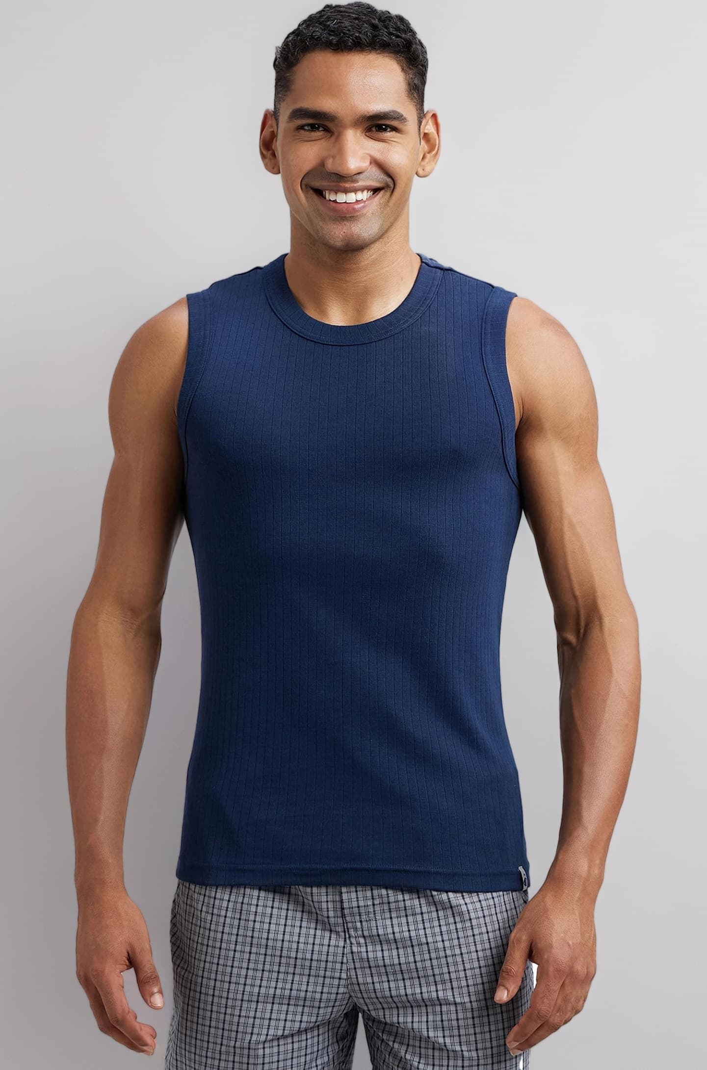 9930 Men's Super Combed Cotton Rib Solid Slim Fit Round Neck Muscle Vest