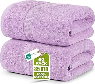 Utopia Towels Luxurious Jumbo Bath Sheet 2 Piece, 600 GSM, 35 by 70 Inches, 100% Ring Spun Cotton, Highly Absorbent and Quick Dry Extra Large Bath Towel, Super Soft Towel, Lavender