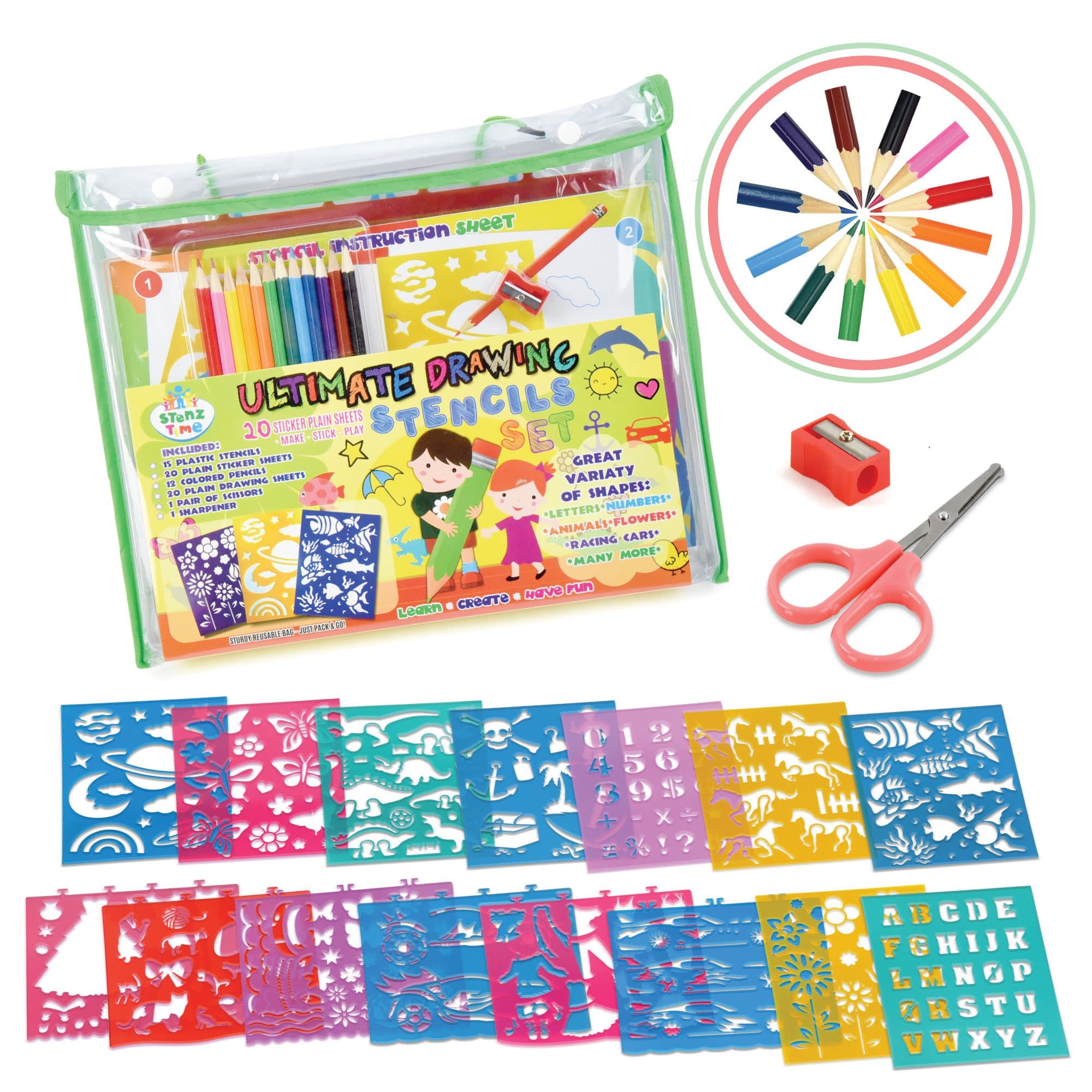 Ultimate Stencil Set | Large 70 Piece Stencil Drawing Kit and Over 260 Shapes | Ideal Educational Toy and Creativity Kit |The Perfect Kids Gift for Any Occasion