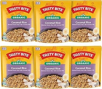 Tasty Bite Organic Coconut Rice, 8.8 Ounce, Pack of 6, Ready to Eat, Microwavable, Vegan, Gluten-Free